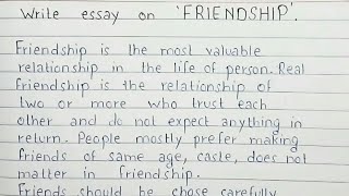 Write an essay on FRIENDSHIP | Essay | Handwriting