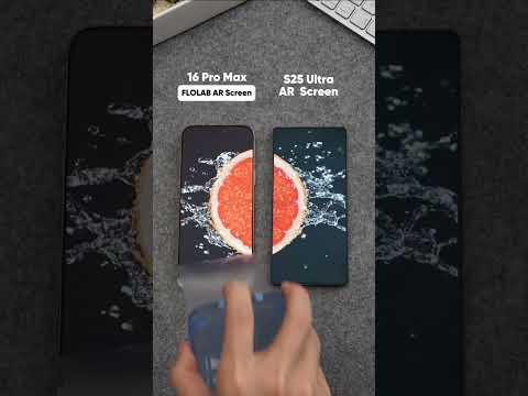 Under studio light, iPhone 16 Pro Max w/ FLOLAB AR vs Samsung S25 Ultra AR #Anti-Reflective