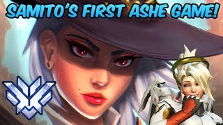 Playing Ashe For The First Time! BOB 1V6 CLUTCH! Overwatch Top 500 Ashe