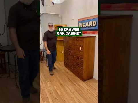 Antique 60-Drawer Oak Cabinet