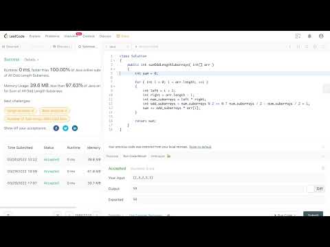 Leetcode 1588. Sum of All Odd Length Subarrays - O(n)