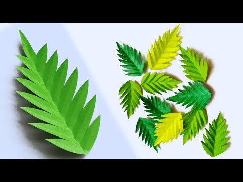 How to make paper leaves easy | paper leaf cutting | paper leaf template | কাগজের পাতা