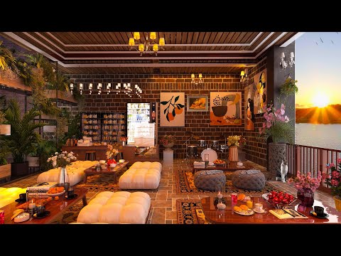 Happy Summer Morning Vibes at Cozy Coffee Shop Ambience with Happy Jazz Bossa Nova Music 2022