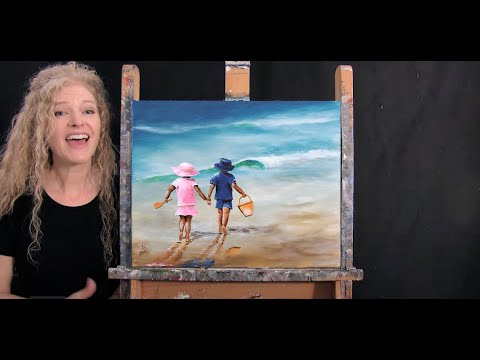 Learn How to Paint "KIDS ON A BEACH" with Acrylic Paint - Paint and Sip at Home - Step by Step Video