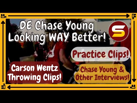 🎥 Chase Young Looking WAY Better Running Full Speed! Wentz Throwing! Wed Practice Clips & Interviews