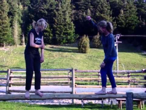 Karen and Zin dancing on the fence.MOV