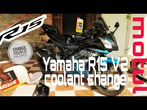 BIKE COOLANT CHANGE:Yamaha YZF R15 V2 coolant change💧: Unboxing Motul Motocool Xpert:BEST PRICE:DIY