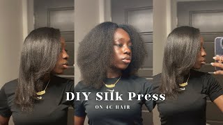 Easy Silk Press for Natural Hair | Type 4 hair friendly | At home silk press with babyliss flatiron