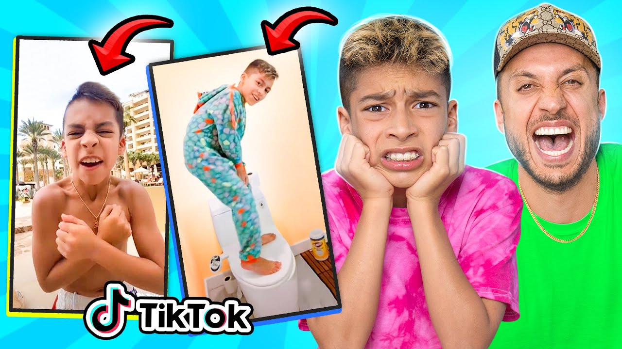 DAD Reacts to 11 Year old Son's CRINGE TIKTOKS!! 😂