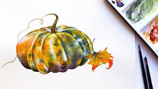 This Easy Pumpkin Watercolor Painting Will Surprise You!