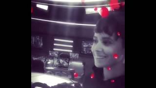 Chyler Leigh and Briana Venskus BTS on the set of Supergirl video