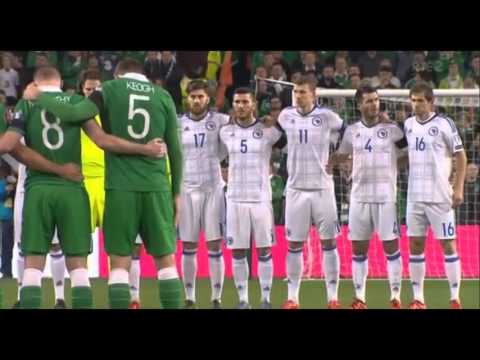 Bosnian player Kolašinac spits during minute of silence before Ireland game