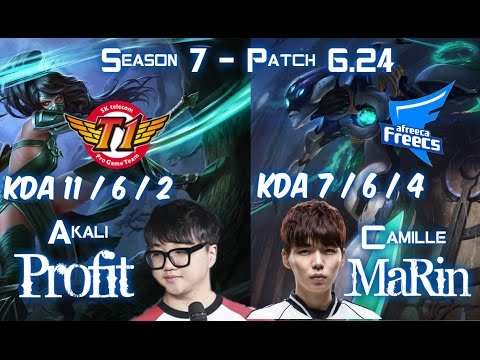 SKT T1 Profit AKALI vs AFs MaRin CAMILLE Top - Patch 6.24 KR Ranked