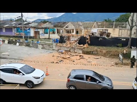 Images of aftermath of explosion after police station attack in Cauca department, Colombia | AFP