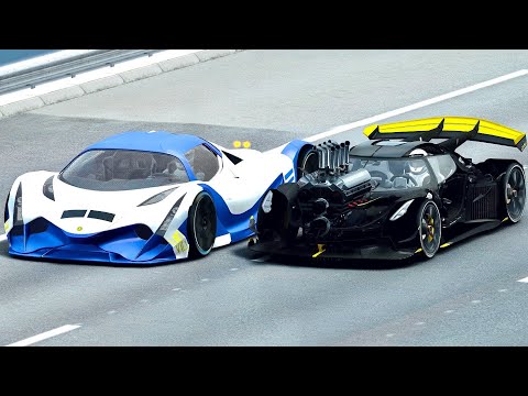 Koenigsegg Godzilla Dragster vs Devel Sixteen - Drag Race 20 KM