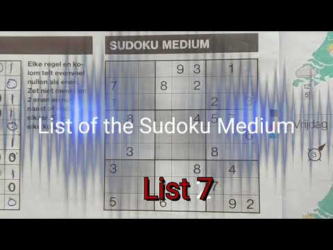 List 7 of the Sudoku Medium puzzle