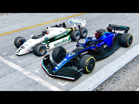 Williams F1 2022 vs Williams F1 6 Wheels 1980 at Donington Park