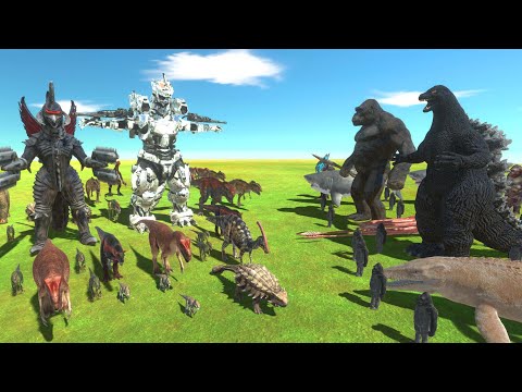 Giant Monster War | Godzilla + King Kong VS Mechagodzilla + Gigan | Revolt Battle Simulator