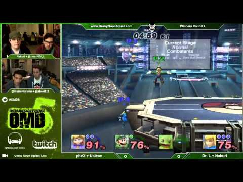 OMD5 - pheX + Usleon Vs. Dr. L + Nakuri - Winners Round 2 - Project M Doubles