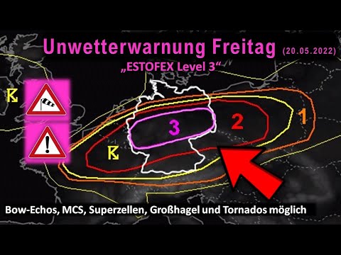 #Unwetterwarnung | Schwere Gewitter mit Bow-Echos, Großhagel und Tornados möglich #ESTOFEX Level 3