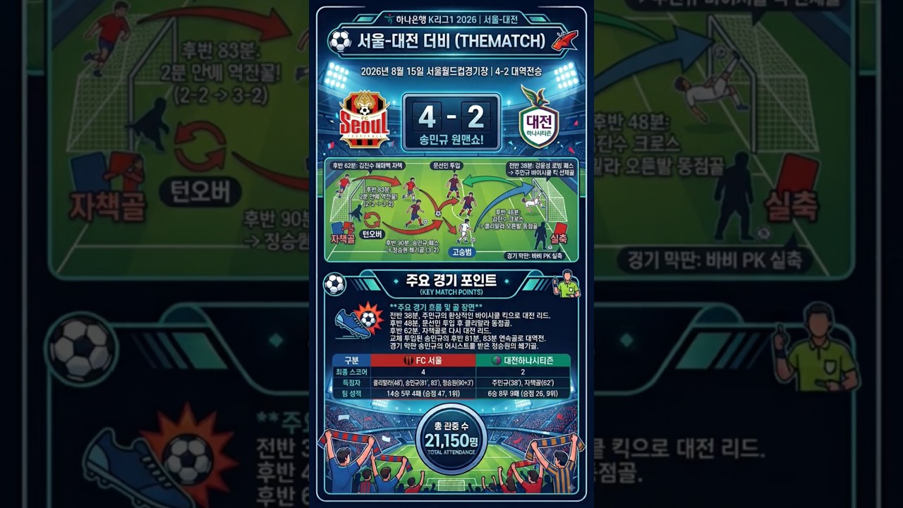 ​[K리그1 23R] '송민규 2골 1도움 원맨쇼' 서울, 대전에 4-2 대역전승! | FC서울 vs 대전 하나시티즌 송민규 주민규 #K리그1 #축구