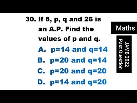 JAMB 2023:  (30) |Jamb Mathematics 2022 Past Questions | Complete Solution
