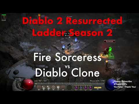 Fire Sorceress vs Diablo Clone [Gameplay][Diablo 2 Resurrected][Ladder Season 2][Controller]