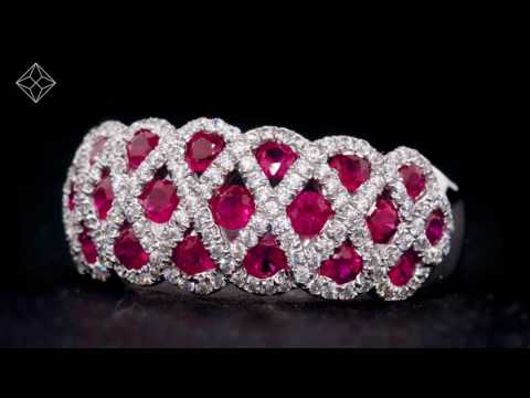 1CT RUBY AND DIAMOND LATTICE RING IN 18K WHITE GOLD - N4548
