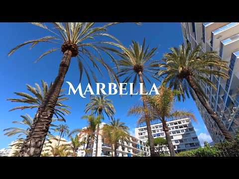 Relaxing Beach Walk in Marbella, Spain 🌴| Early Spring Promenade Walking Tour (4K)