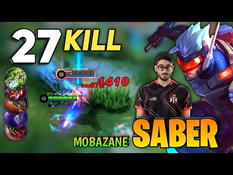 27 KILL! Saber Hypercarry Gameplay [ Top Global Saber Best Build 2022 ] By Mobazane - Mobile Legends