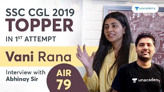 SSC CGL 2019 Topper Vani Rana Interview with Abhinay Sir| AIR- 79 | 1st Attempt | Abhinay Sharma