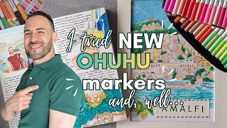 Capturing AMALFI Coast Memories 🍋 OHUHU Marker on Illustrated Travel Journal & Mixed Media Artwork