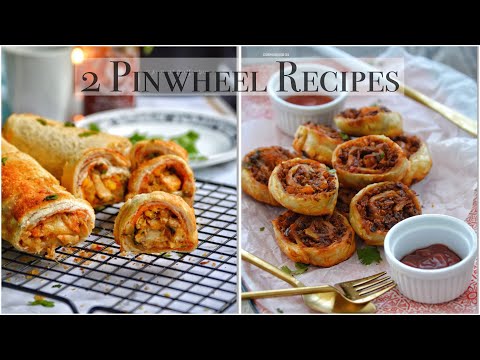 2 Pinwheel Recipes | Chicken Bread Roulade/ Chicken Pinwheel Puffs