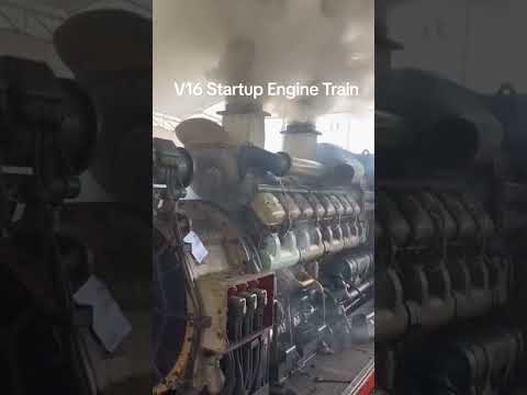 V16 Diesel engine startup.train engine.#shortfeed