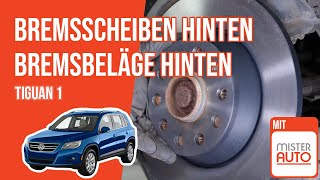 Youtube thumbnail of video "Wie Tiguan 1 Bremsscheiben hinten, Bremsbeläge hinten wechseln 🚗"