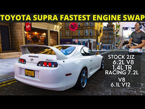 Thumbnail for Forza Horizon 4 1998 Toyota Supra RZ Fastest Engine Swap | Top Speed Battle - Which is the fastest by Lamborghini, Toyota, Lamborghini Veneno, Mazda, BMW, Sports car, Mercedes-Benz, Car, Lamborghini Centenario