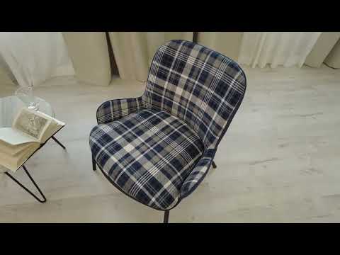 Кресло DUKEN (mod. 0179322) металл/ткань, 79х59х66 см, синий/синяя шотландка/черный в Москве - видео 12