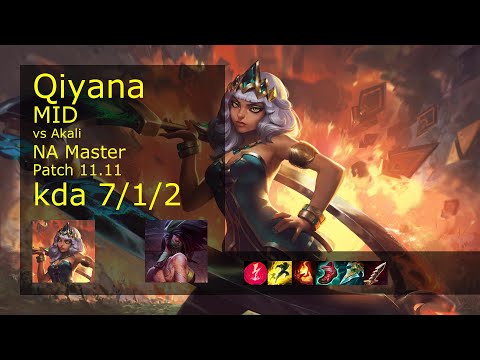 Qiyana vs Akali Mid - NA Master 7/1/2 Patch 11.11 Gameplay