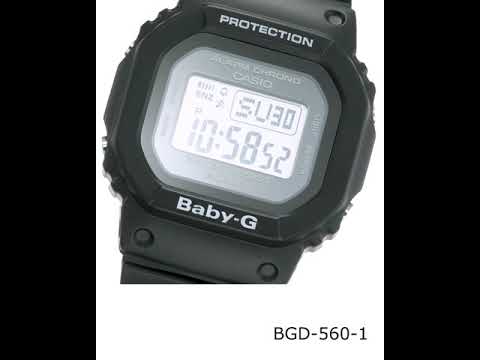 Casio Baby-G BGD-560-1DR Simple Style Digital Dial Black Resin Band-1