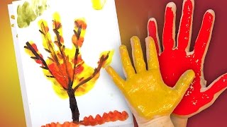 Смотреть онлайн Урок для детей – техника рисования ладошками