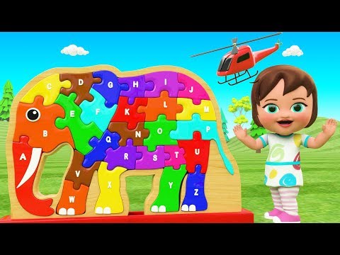 ABC Song for Children | Learn Alphabets for Kids with Little Baby Play Elephant Wooden Alphabet Toy