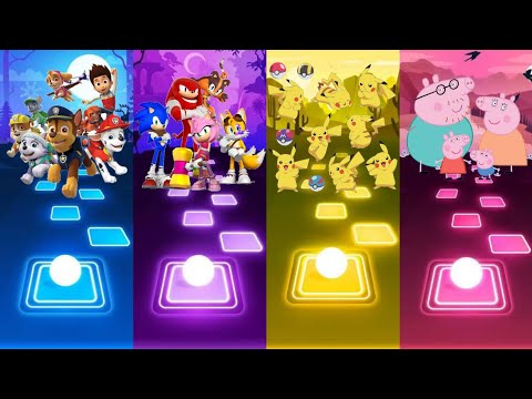Paw Patrol Team VS Sonic Team VS Pikachu Team VS Peppa Pig Team - Tiles Hop Edm Rush!