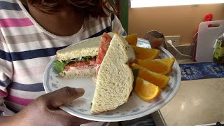 Healthy Country Chicken Salad Made In The Ninja With Orange Wedges