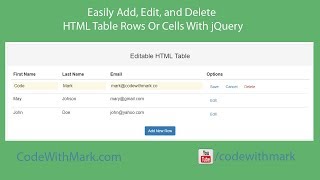 Easily Add, Edit, and Delete HTML Table Rows Or Cells With jQuery