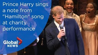 Prince Harry teases &quot;Hamilton&quot; audience in London with a song