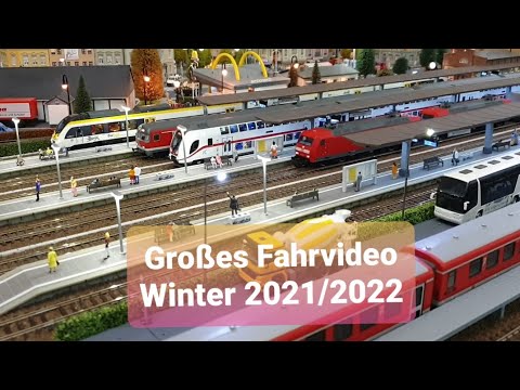 Großes Fahrvideo auf meiner Modelleisenbahn Anlage in H0, Winter 2021/2022 mit Störung und Ersatzzug