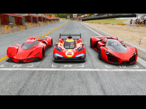 Ferrari 499P vs Ferrari F80 Concept vs Ferrari Piero LM 2025 at Spa Francorchamps