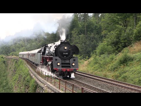 Main Line Steam locomotive 01 519 on the Schiefe Ebene (4K)