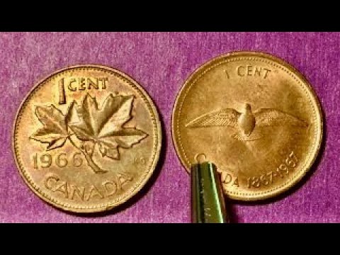 Canada 1 Cent Coin 1966 1967 - Canadian Maple Leaf Penny And Confederation Penny