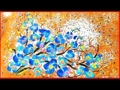 Blue Flowers-Nature Painting for Kids/Easy- 06/Acrylic Colors/S.Nagender